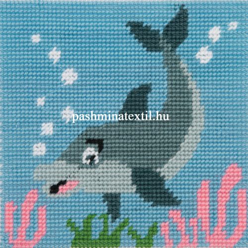 Keresztszemes gobelin szett - delfin mintás (15x15cm)